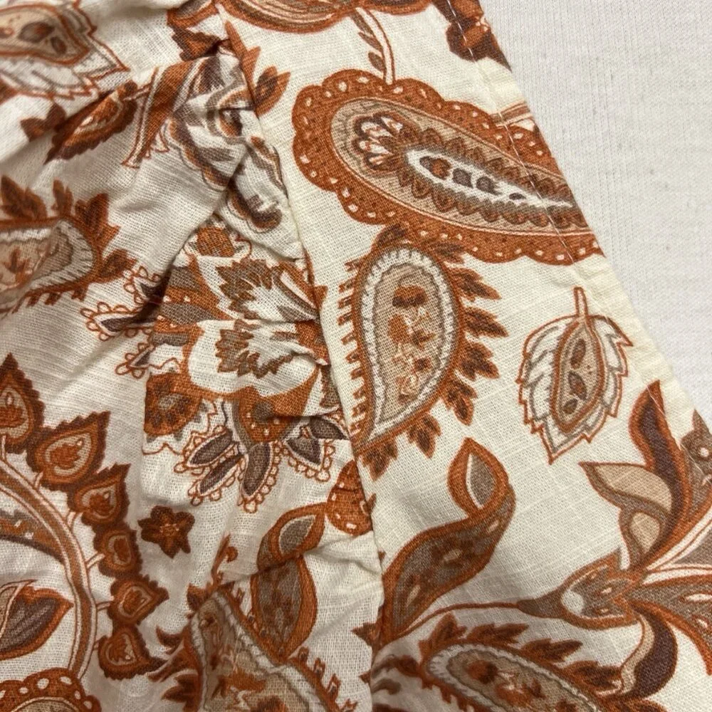 NEW By Anthropologie Puff Sleeve Babydoll Blouse Size L Large Paisley